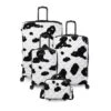 IT Luggage Indulging - 4pc Set (Moo Cow Print) -IT Luggage Sales 33198 UK16 3039A08Moocowblack whiterepeatprintSSFrontpaneldirectlyset6