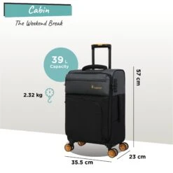 Duo-Tone - Cabin (Pewter & Black) -IT Luggage Sales Duo Tone Cabin Black dims weights