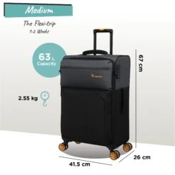 Duo-Tone - Medium (Pewter & Black) -IT Luggage Sales Duo Tone Med Black dims weights