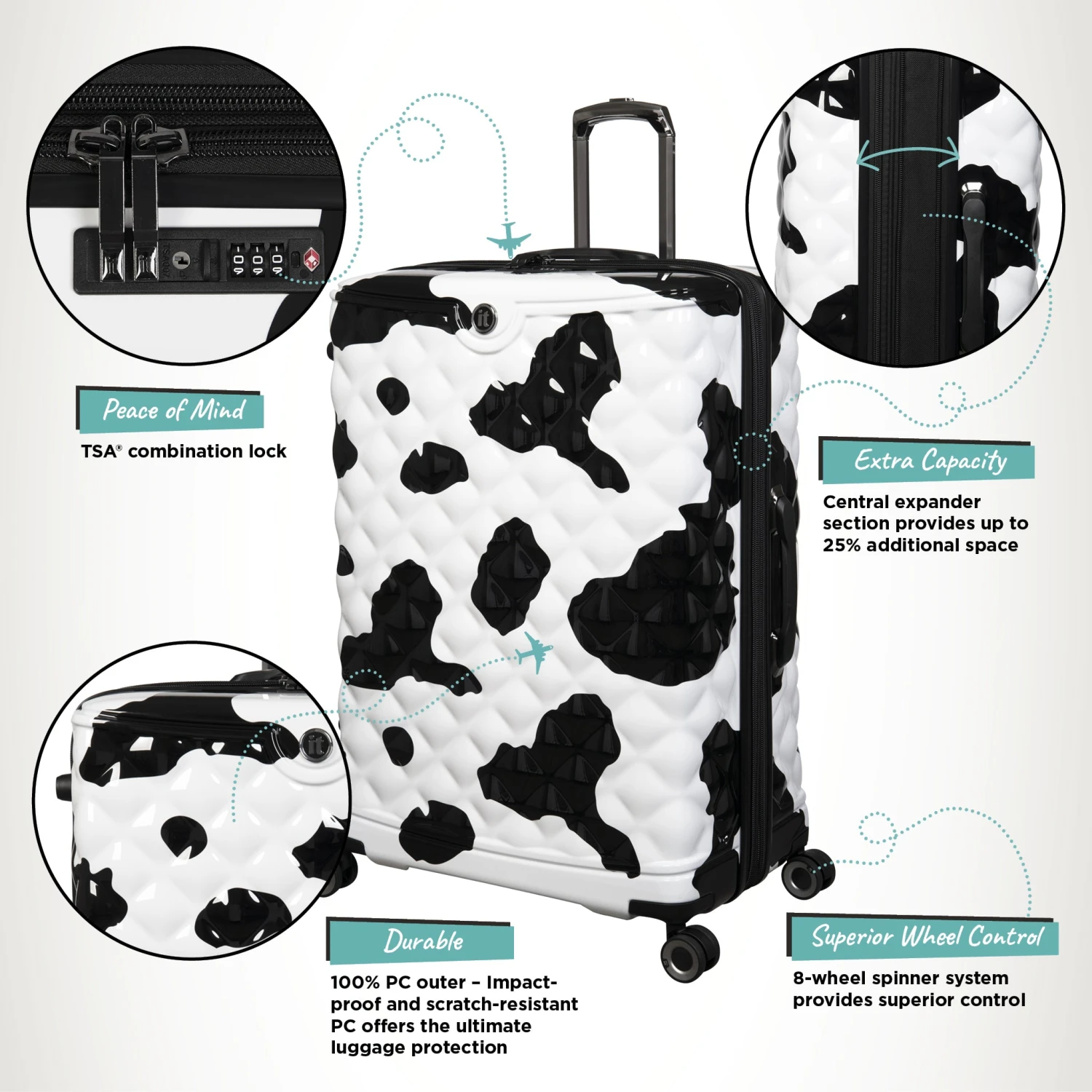 IT Luggage Indulging II - 4pc Set (Moo Cow Print) 5 IT Luggage Indulging II - 4pc Set (Moo Cow Print) - Image 3