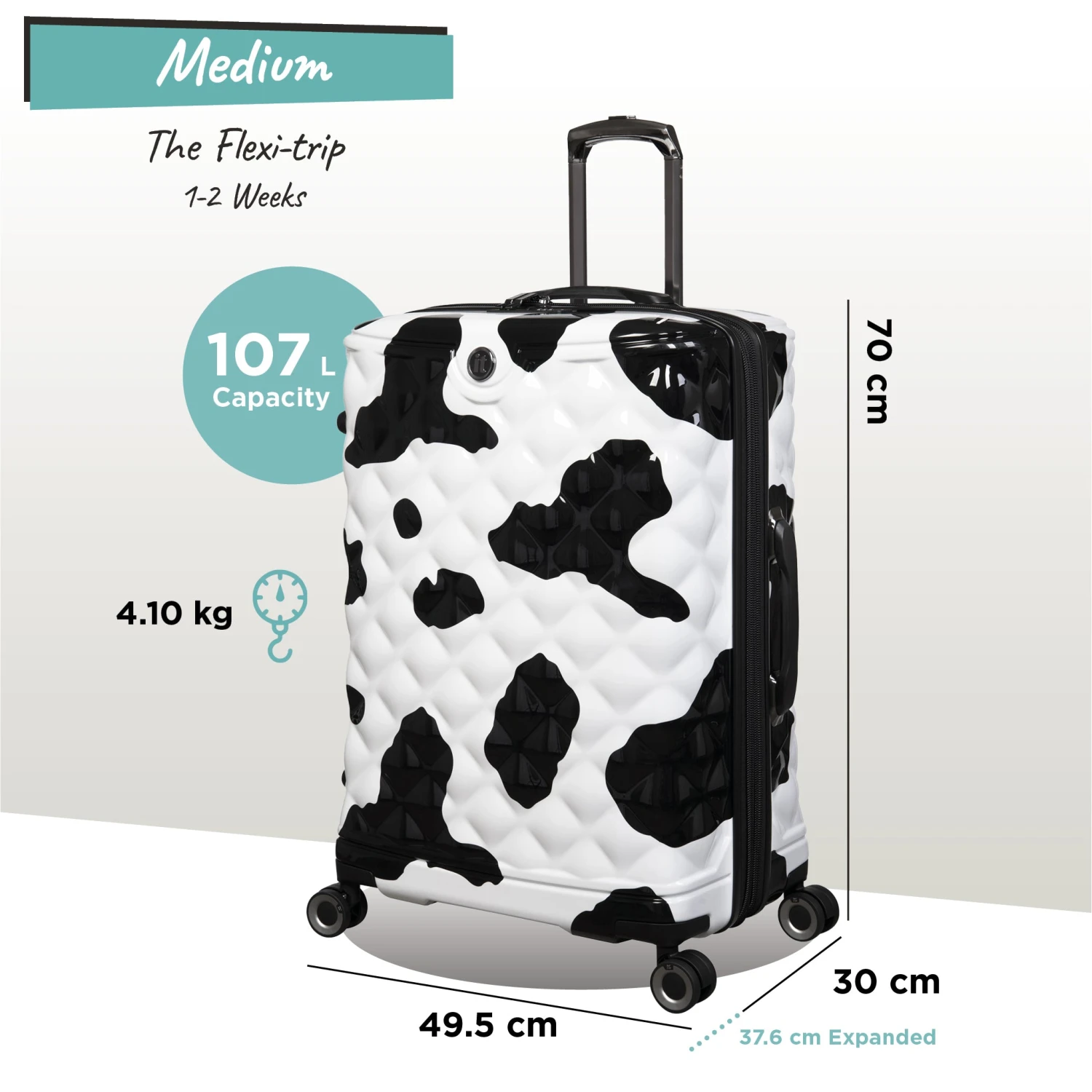 IT Luggage Indulging - Medium Plus (Moo Cow Print) 4 IT Luggage Indulging - Medium Plus (Moo Cow Print) - Image 2