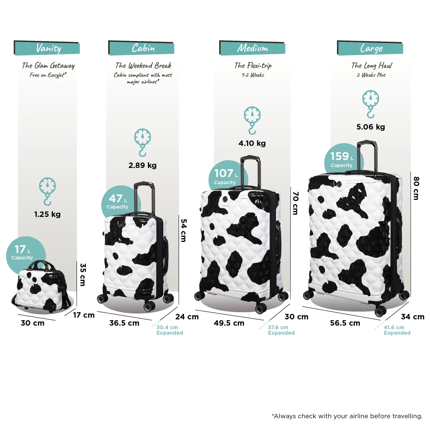 IT Luggage Indulging - 4pc Set (Moo Cow Print) 5 IT Luggage Indulging - 4pc Set (Moo Cow Print) - Image 3