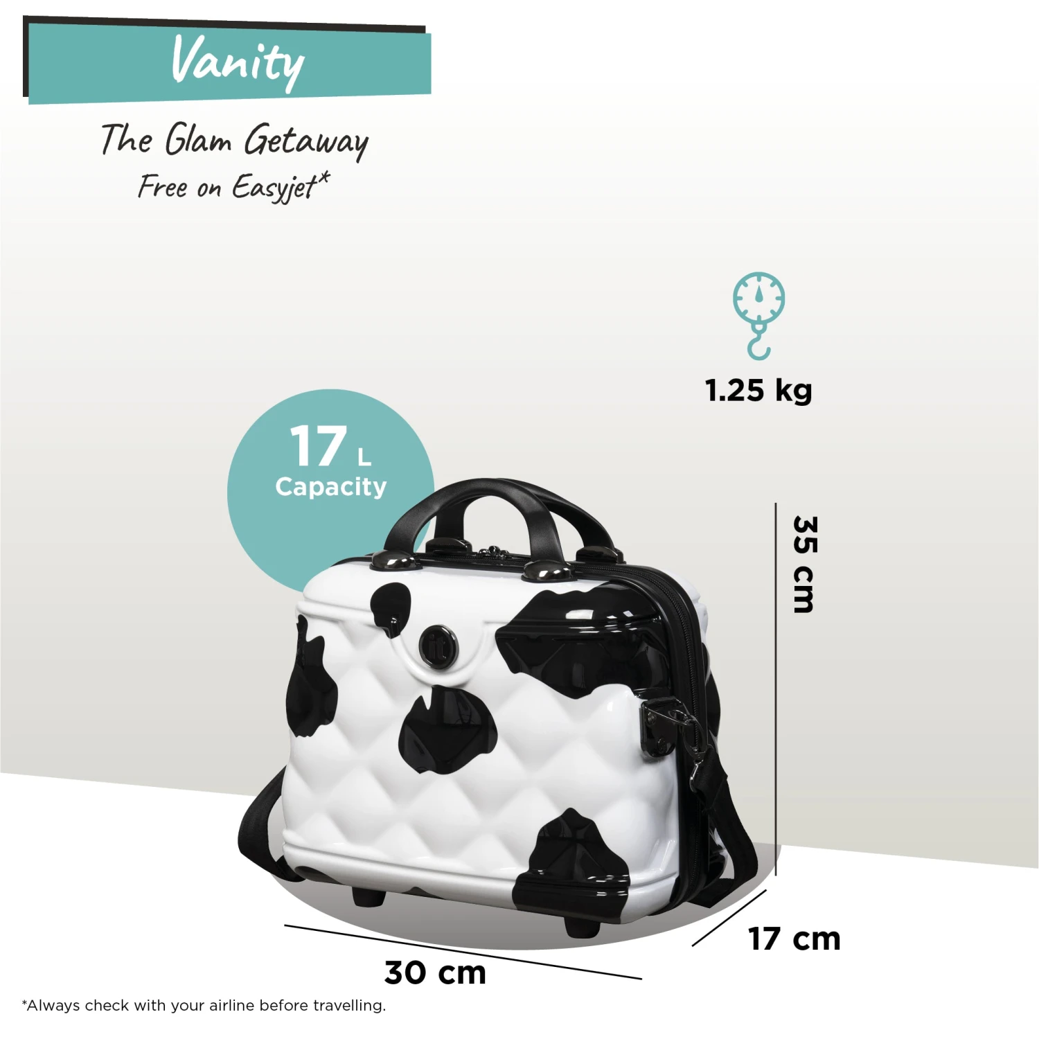 IT Luggage Indulging - Vanity Case (Moo Cow Print) 4 IT Luggage Indulging - Vanity Case (Moo Cow Print) - Image 2