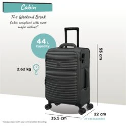 IT Luggage Precursor - Cabin (Charcoal) -IT Luggage Sales Precursor Cabin Charcoal dims weights