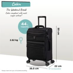 IT Luggage Precursor - Cabin (Black) -IT Luggage Sales Precursor Cabin black dims weights