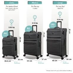 IT Luggage Precursor - Cabin (Charcoal) -IT Luggage Sales Precursor set Charcoal dims weights
