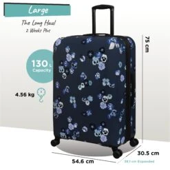 IT Luggage Sheen - 2pc Set (Pansies Floral Blue Depths) -IT Luggage Sales Sheen Pansies Large dims weights