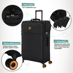 Simultaneous - 3pc Set (Black) 24 Simultaneous - 3pc Set (Black) -IT Luggage Sales Simultaneous Large Blk Infographic