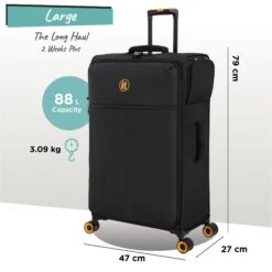 Simultaneous - Large (Black) -IT Luggage Sales Simultaneous Large Blk dims weights
