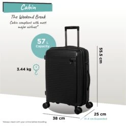 IT Luggage Spontaneous - Cabin (Black) 25 IT Luggage Spontaneous - Cabin (Black) -IT Luggage Sales Spontaneous Cabin blk dims weights