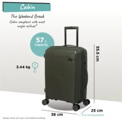IT Luggage Spontaneous - Cabin (Olive Night) -IT Luggage Sales Spontaneous Cabin olive dims weights