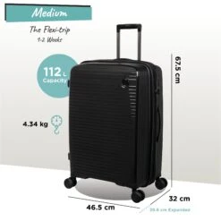 IT Luggage Spontaneous - Medium Plus (Black) -IT Luggage Sales Spontaneous Med blk dims weights