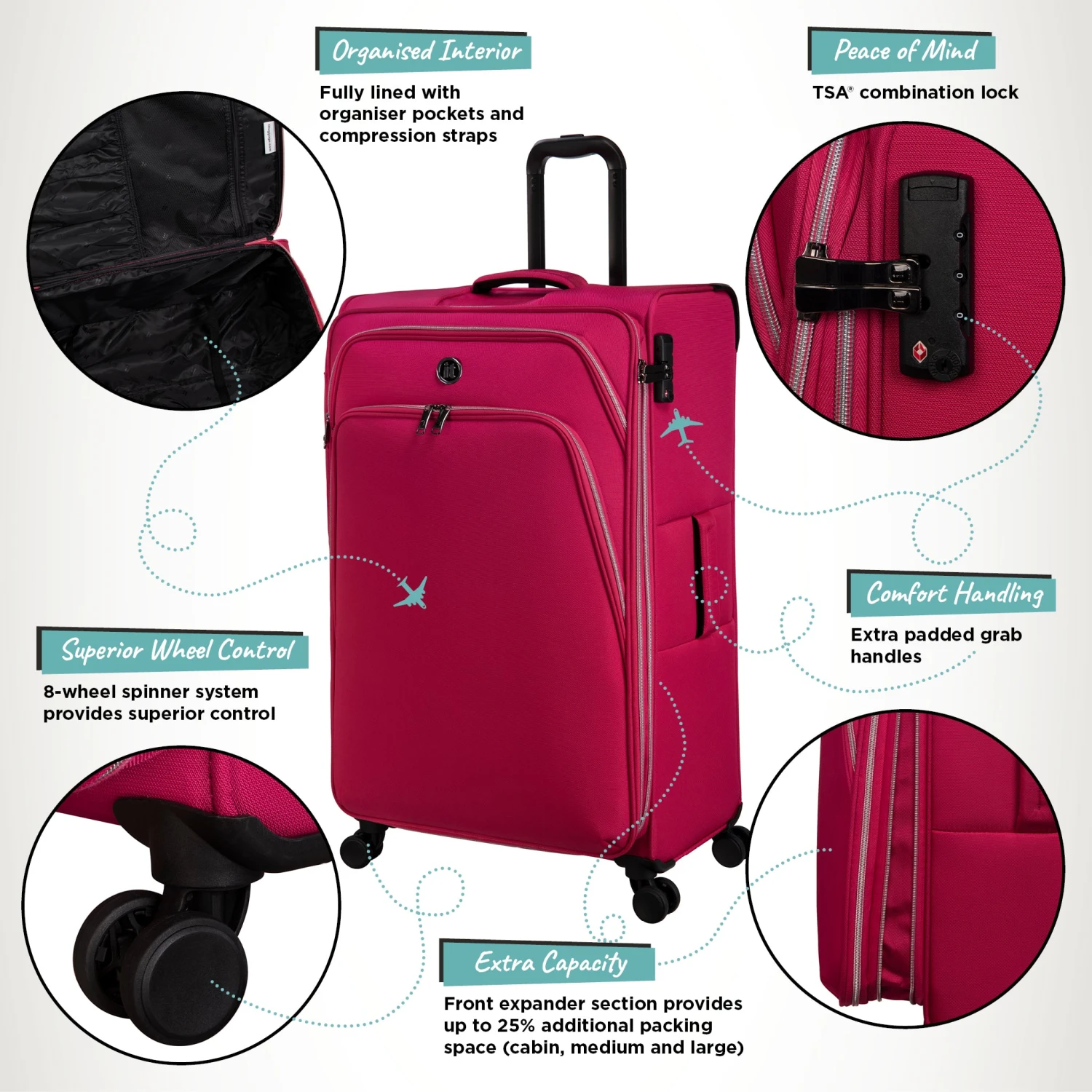 IT Luggage Trinary - 4pc Set (Viva Magenta) 5 IT Luggage Trinary - 4pc Set (Viva Magenta) - Image 3