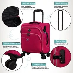 IT Luggage Trinary - Underseat (Viva Magenta) -IT Luggage Sales Website Infographic Trinary underseat Magenta